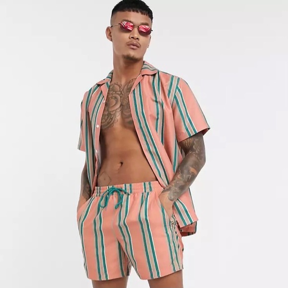 ASOS Other - ASOS South Beach Button Down Shirt in Peach Stripe